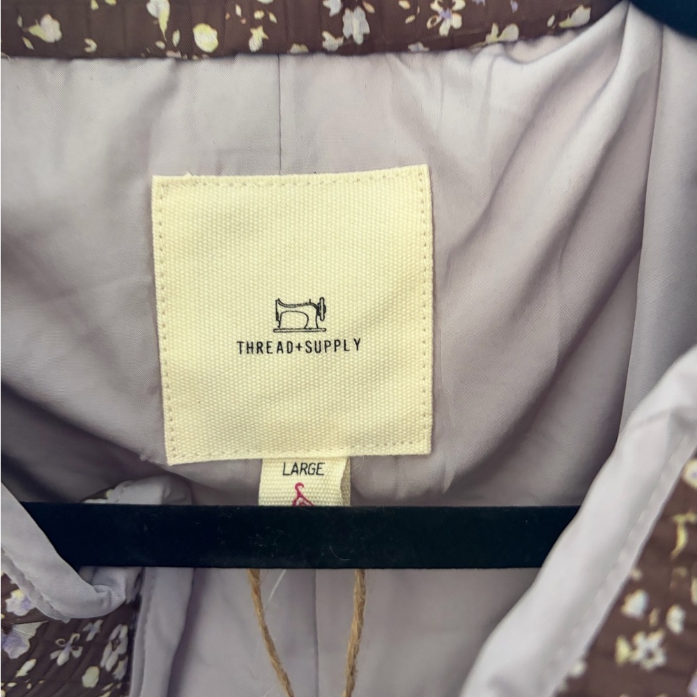 Thread & Supply Brown and Lavender Quilted Floral Utility Jacket - Picture 4 of 4